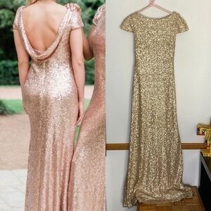 Sorella Vita champagne gold sequin bridesmaid gown size 10